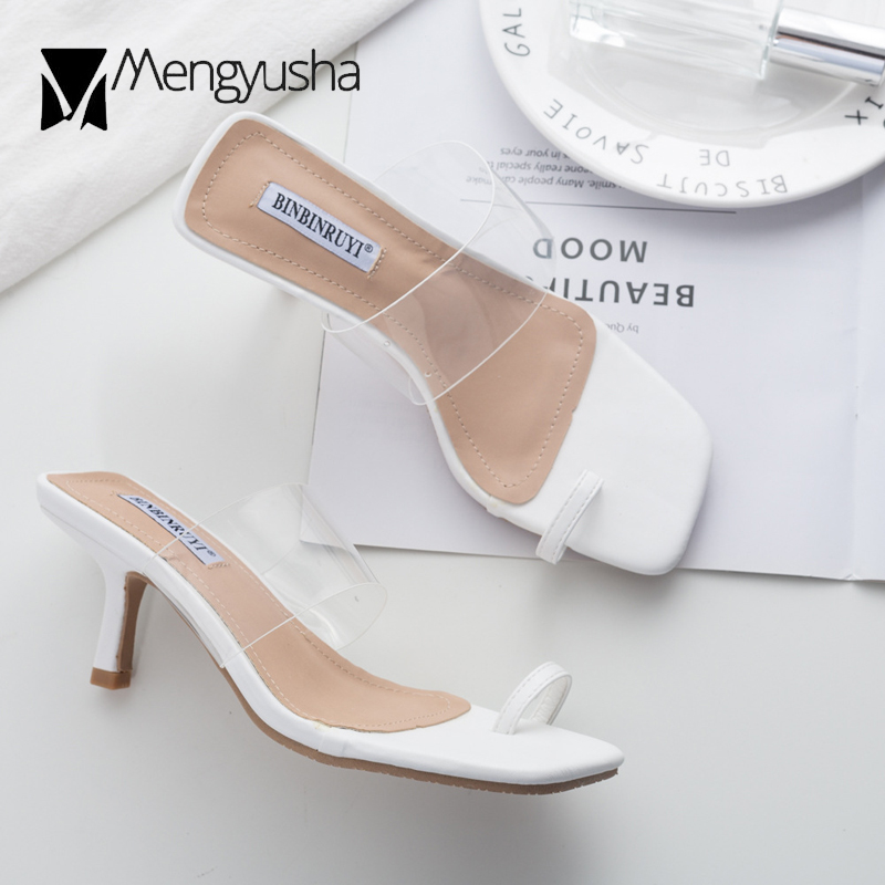 2025 new Toe Clip Transparent Sandals Women Stiletto Heels Slippers Thin High Heel Flipps Clear Sandalias Wedges Shoes Jelly Sandales