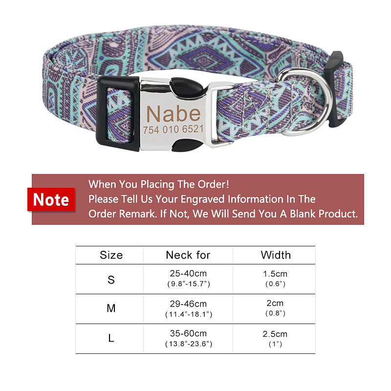 Custom Personalized Dog Collar with Name Adjustable Engraved Dog Collar Metal Buckle Tags Pet ID Nameplate Multicolor To Choose