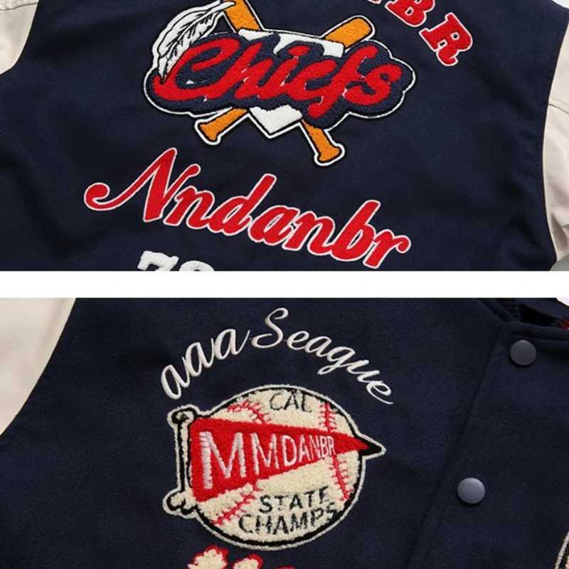 Men's Jackets Strt Flocking Embroidery Jacket Men Women Hip Hop Loose Baseball Jackets Fashion Patchwork Outwear Unisex High Strt 2023 L261016 - view 6