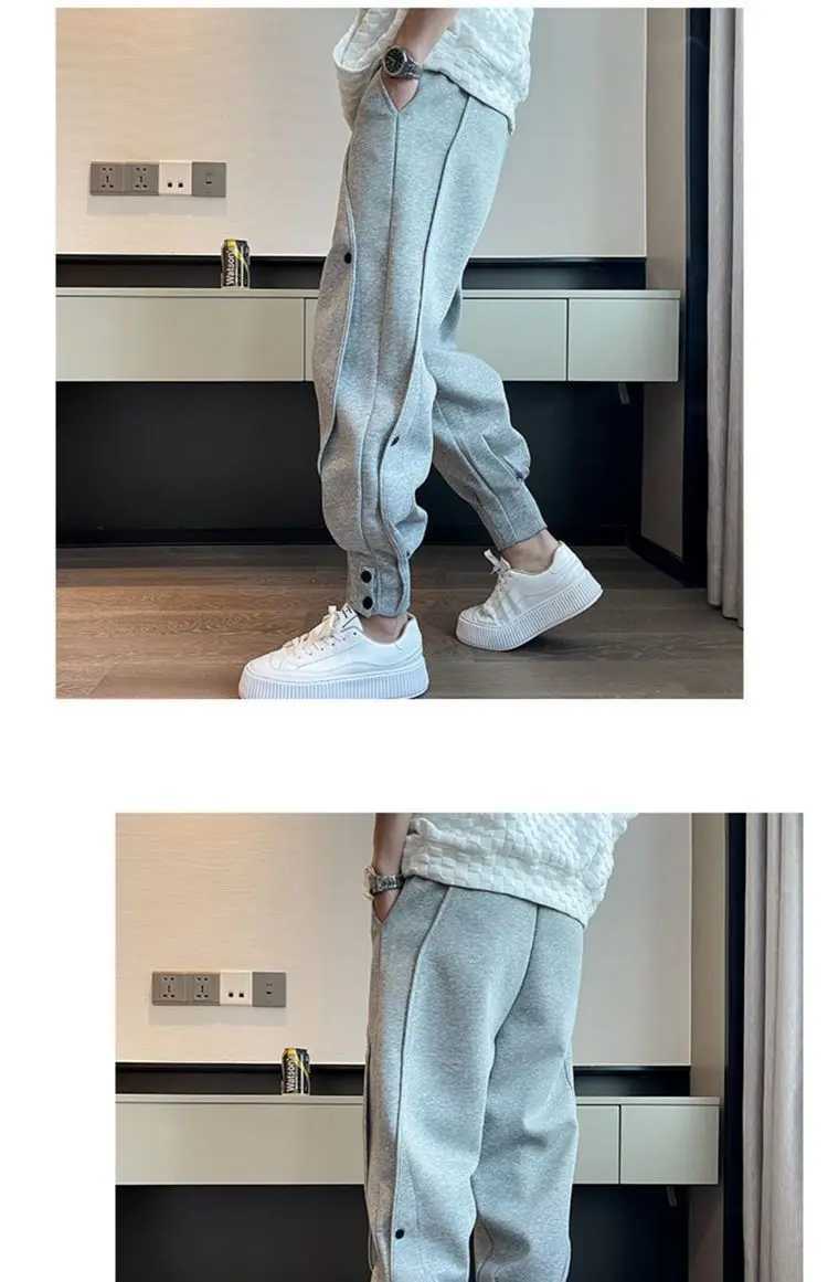2024 New Season New High Waisted Sports Pants for Men Loose Handsome Fashionable Casual Ankle Tied Haren Sweatpants Ins X250319