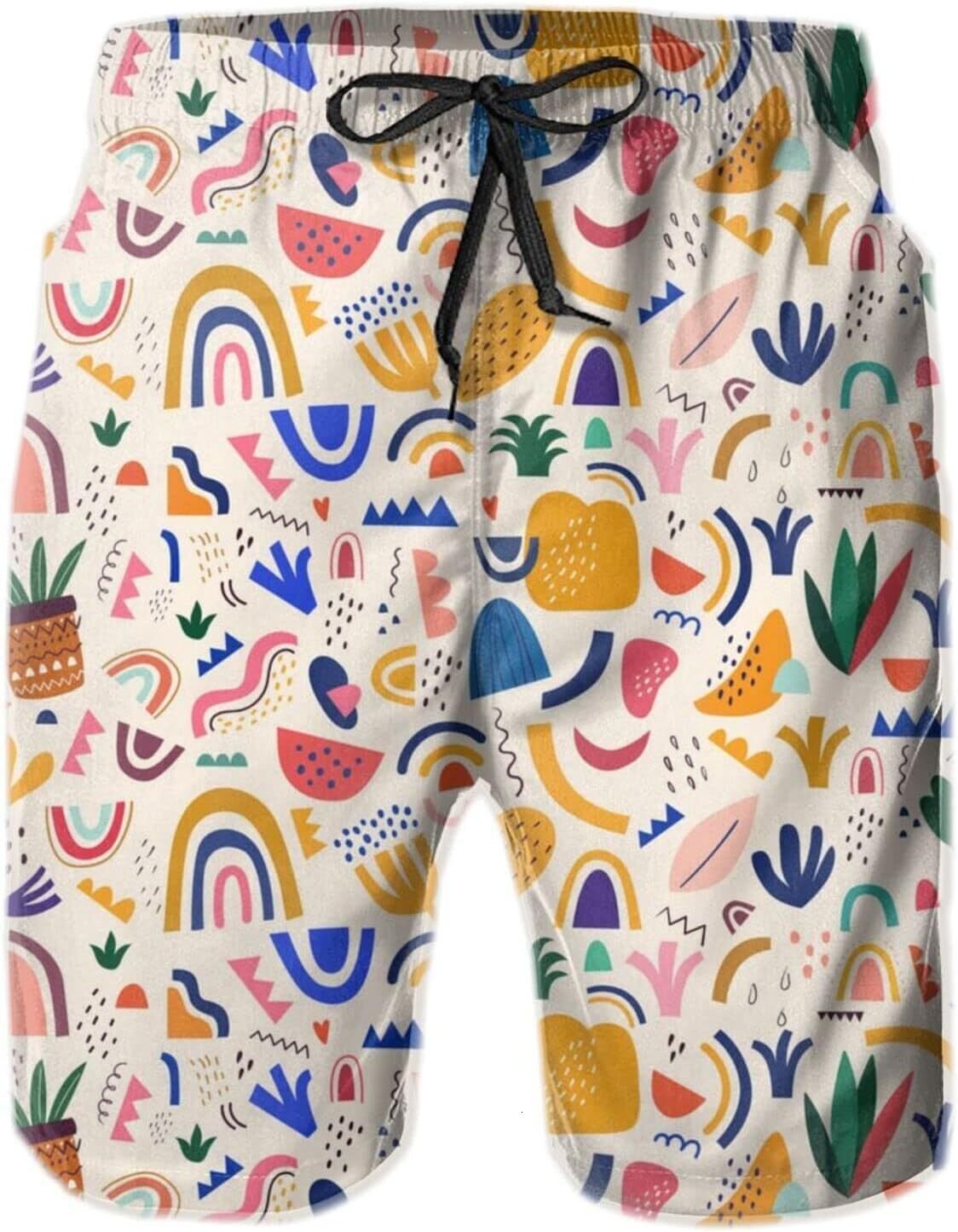 Mens Shorts 3D Printed Pattern Abstract Cartoon Print Swim Trunks Quick Dry Fashion Beach Board Swimwear