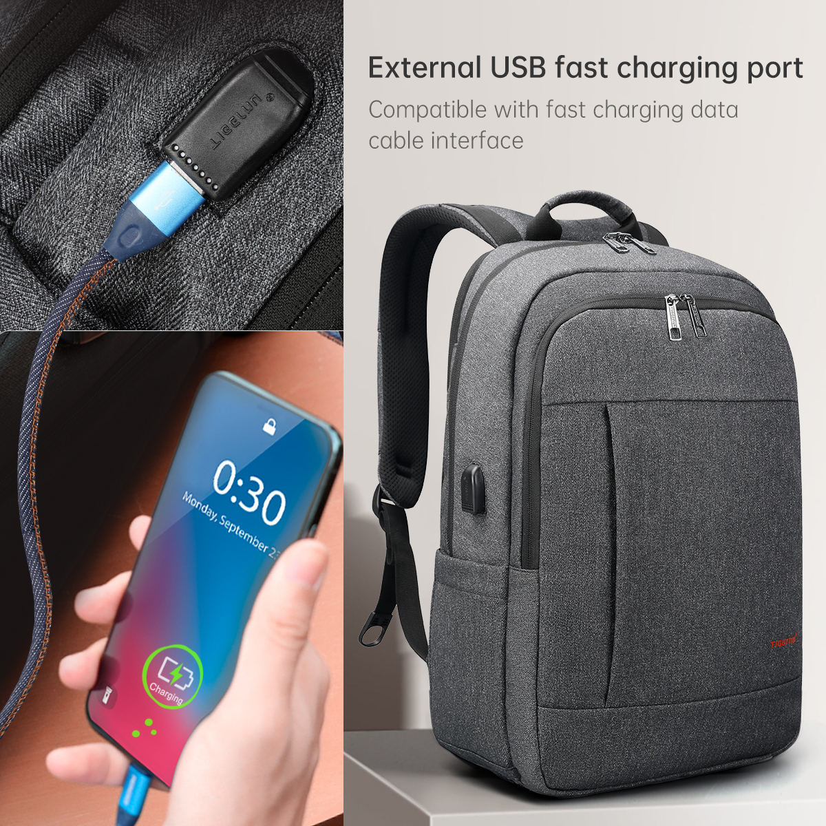 Tigernu Anti-theft USB Charging 15.6-17inch Laptop Backpack Women Backpack Mochila School Backpack Bag Casual Female Laptop Bag