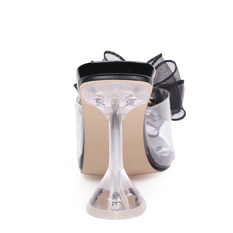 Plus Liyke Size 34-46 Women Shoes Transparent PVC Crystal Clear Heeled Slippers Cozy Square New Open Toe Mules Slides Summer Sandals 8a04