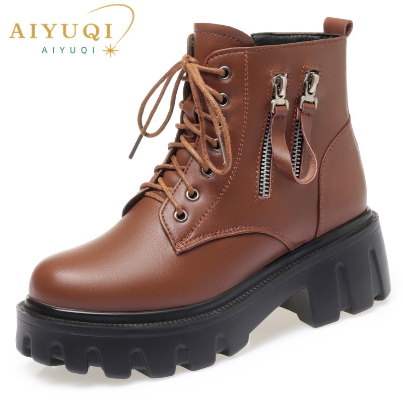 AIYUQI Women Winter Boots Platform Large Size 2024 New Fashion Genuine Leather Women's Snow Boots Wool Warm Women's Ankle Boots