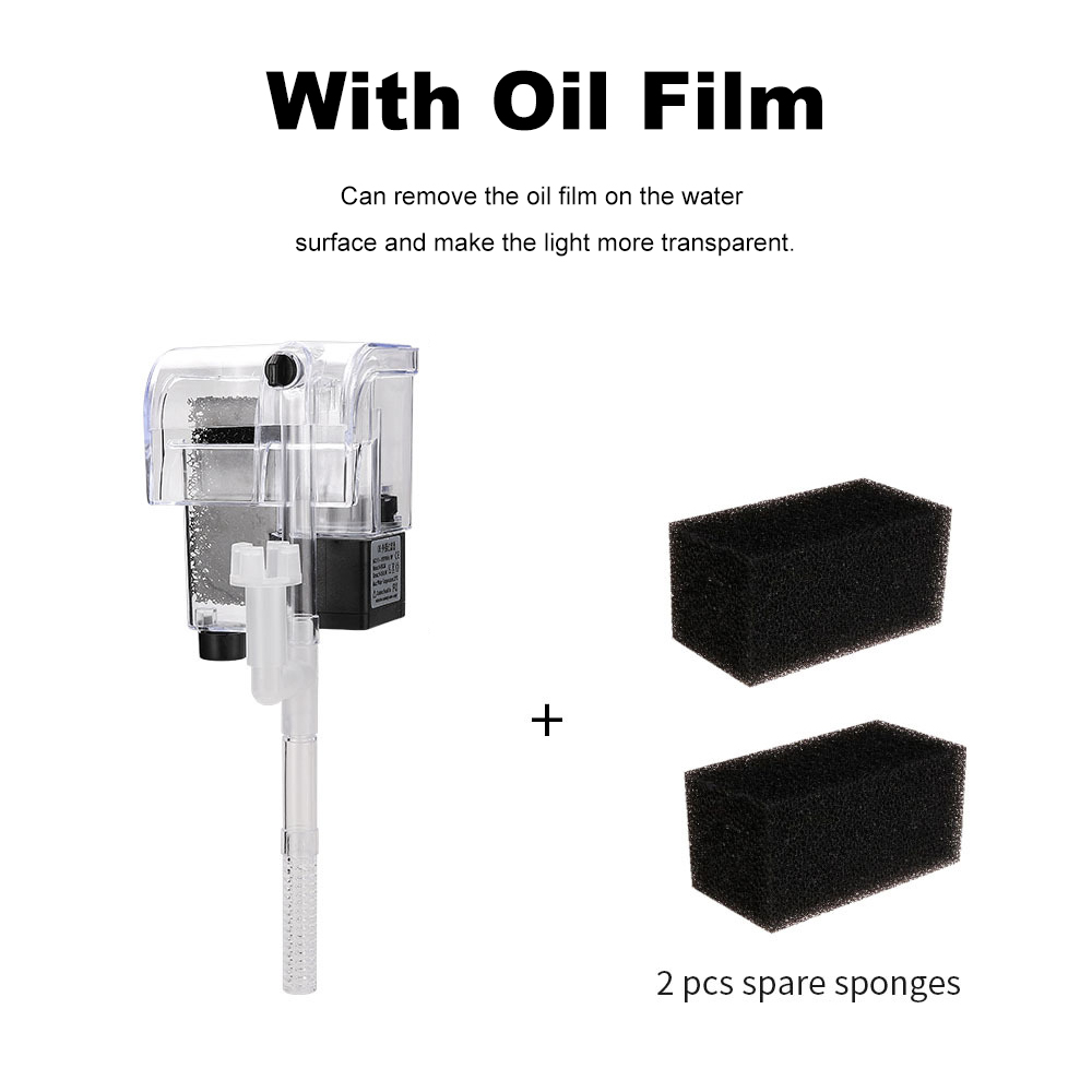 Fish Tank Filter Wall-mounted Waterfall External Filter Fish Tank Oxygen Pump with 2 Filter Cotton for 5~10 Gallon Aquariums