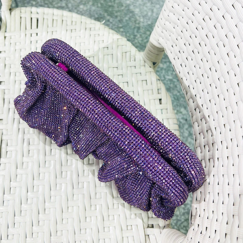 DHXJ Shell Clip Rhinestones Handbag For Women Purse Shiny Handmade Dia Shoulder Crossbody Evening Bag 240902