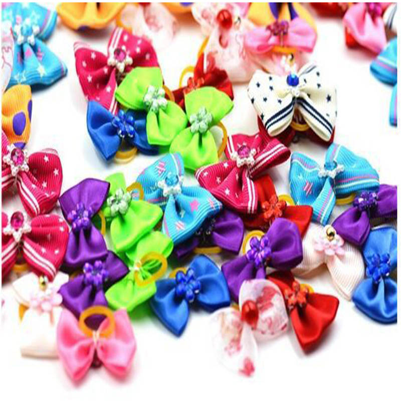 20/50/100pcs /Set Dog Hair Flower Pet Dog Hair Bows Pet Hair Accessories Dog Hair Elastic Bands Cat Decoration Bows