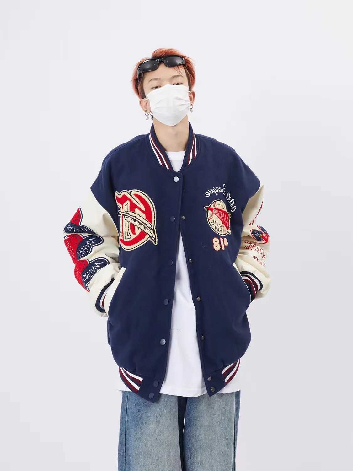 Men's Jackets Baseball uniform VINTAGE collage school team jacket mens bomber jacket embroidered oversized womens jacket patch work PU retro 90 Y