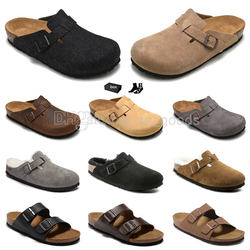 Designer Clogs Women Men Sandals Slippers Mules Cork Flat Soft Fluffy Fashion Suede Taupe Summer Leather Black Blue Grey Slide Beach Casual Shoes xx