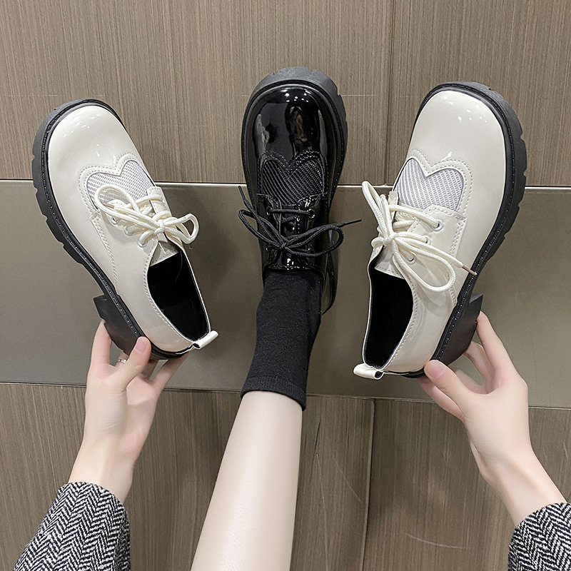 black/white leather brogue japanned 089dc woman lace up air-mesh patchwork platform flats designer lolita derby shoes mules 4240