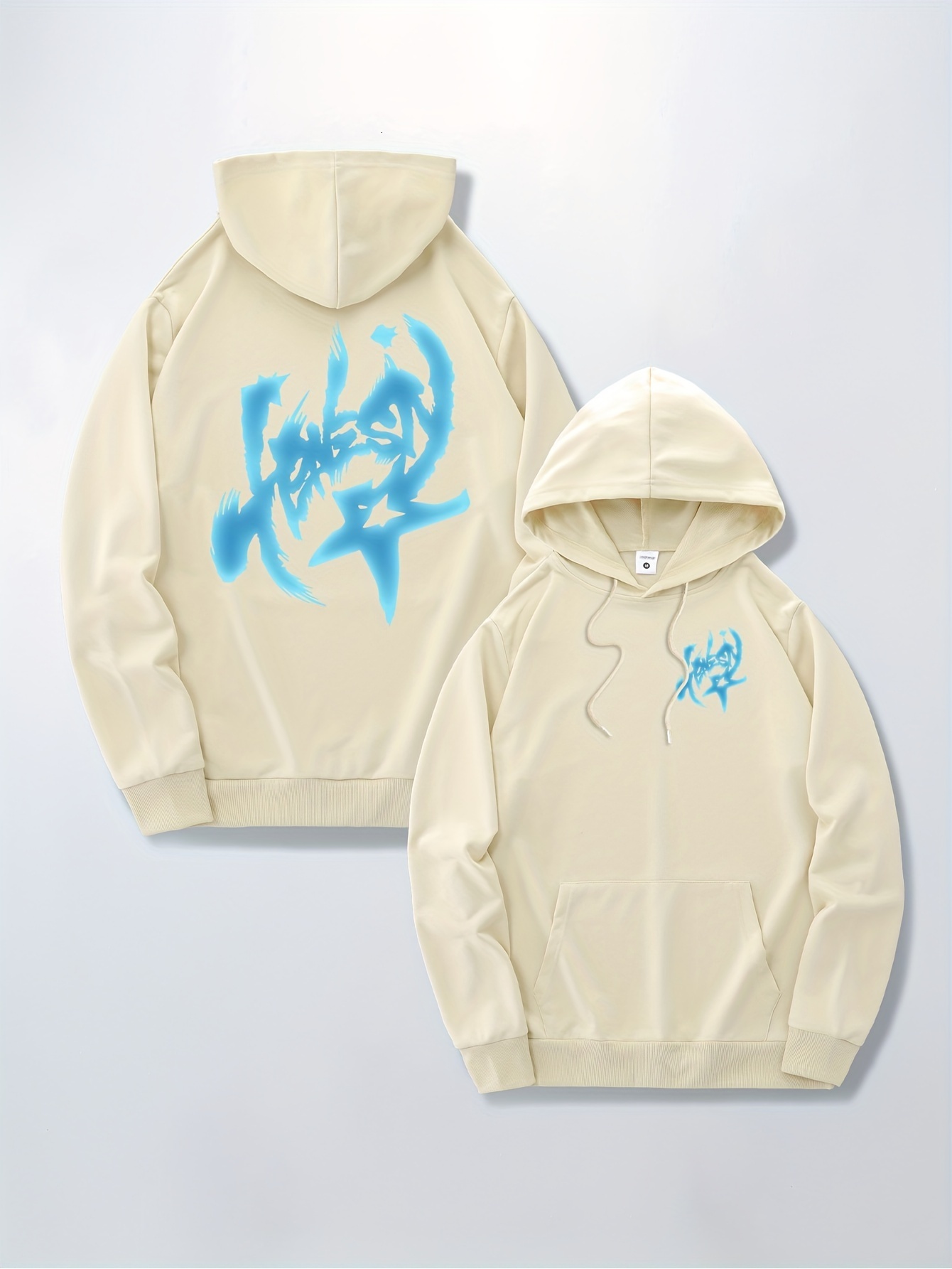 STAR Print Versatile Long Sleeve Comfy Hooded Sweatshirt Casual Top For Spring Autumn Men's Clothing Outdoor