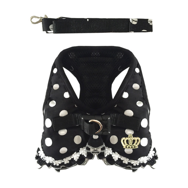 Small Polka Dot Vest Supplies Dog and Leash Set Cat Harness Pet Collars