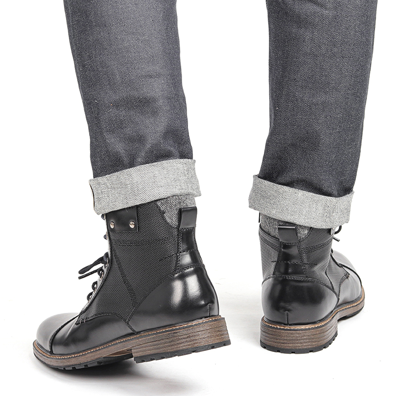 Fashion Double Shoelace Men Boots British Style Fashion Men Ankle Boots With Zipper#AL651