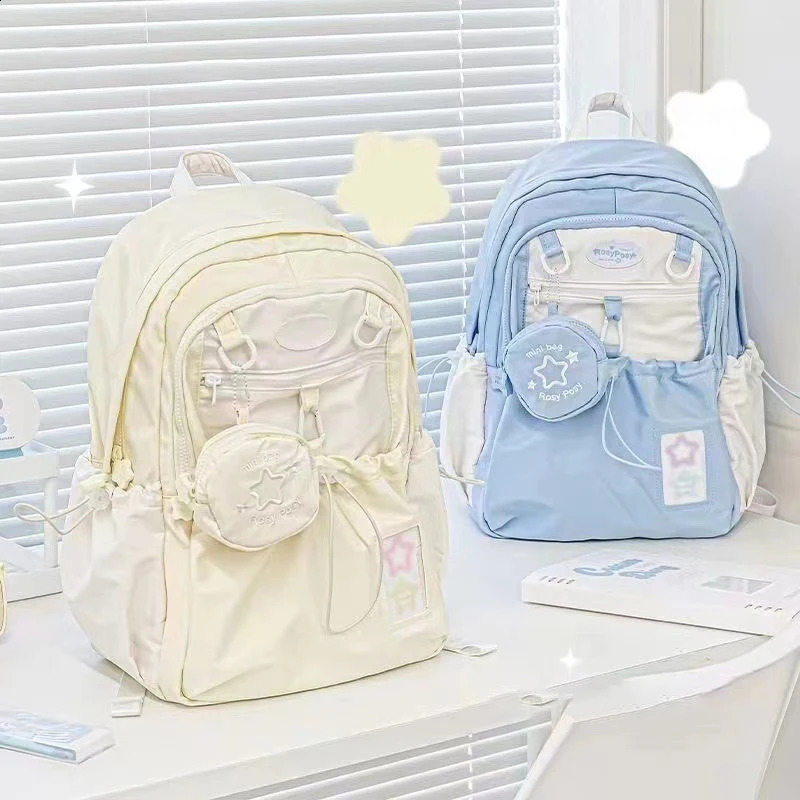 Sweet Cute Girls Student Backpack Fashion Hand held Large New Book Y2K Korean Travel Womens Shoulder Bag 240902