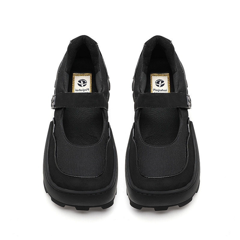 F4fda Women Fashion Square 2020 Head Solid Color Thick New Bottom Quality Wedge Platform Casual Shoe Female Loafers Casual Shoes