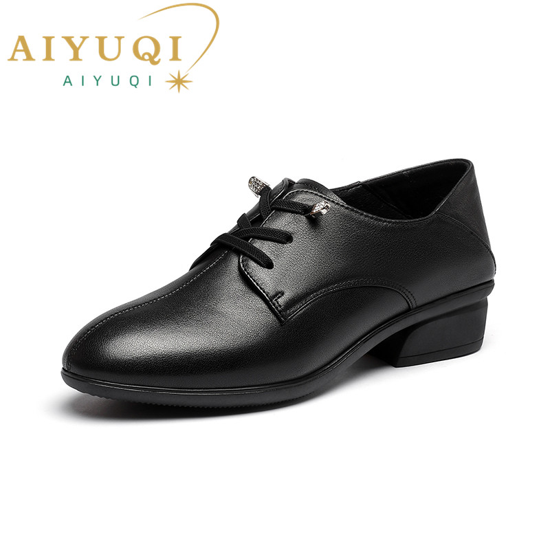 British AIYUQI Style 2024 Spring New Genuine Leather Lace-up Non-slip Mom Casual Shoes Women 75e4