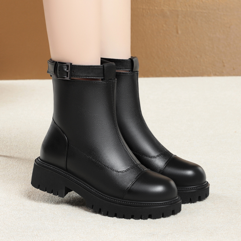 Ankle Boots Women Genuine Leather 2024 Natural Wool Winter Style Women Winter Boots Keep Warm British Style Marton Boots Ladies