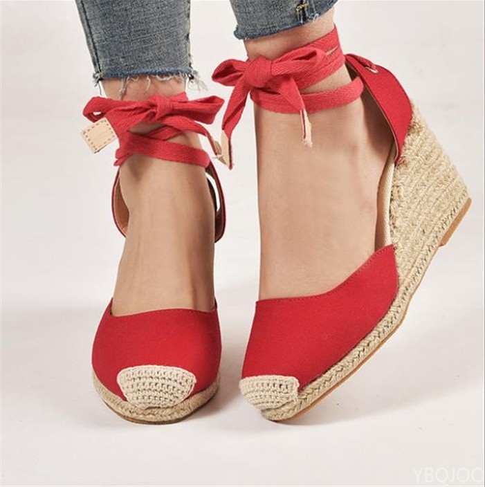 New Women's Espadrille Ankle Strap Sandals Comfortable Slippers Ladies Womens Casual Shoes Breathable Flax Hemp Canvas Pumps 29e4