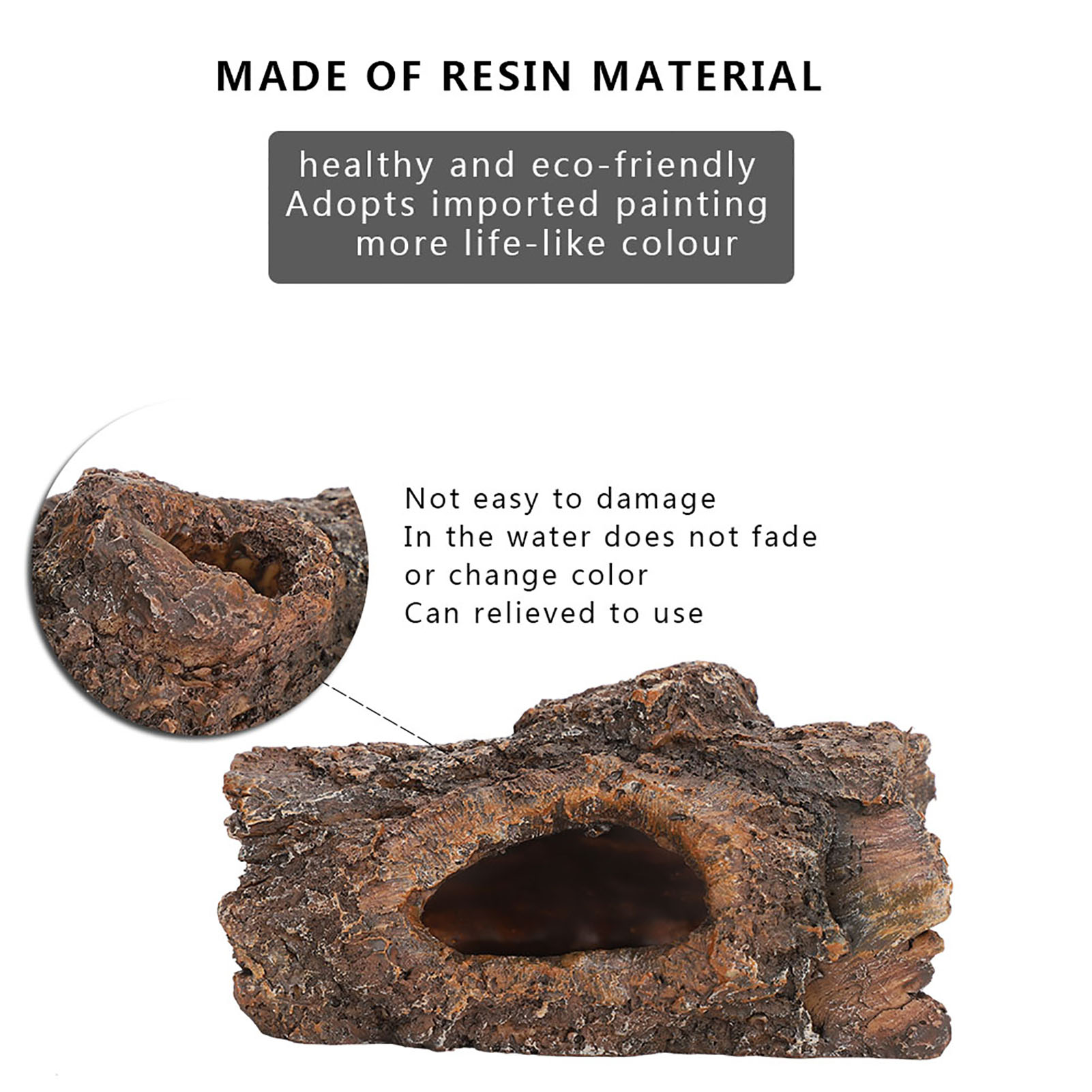 Simulation Resin Tree Bark, Amphibians, Reptile Hide Cave, Landscape for Scorpion, Lizard