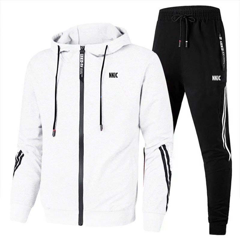 Fashion Sportswear letter printed Pants Sweatshirts Fleece Zipper Two Size Men's Set Hoodie Brand Tracksuit Piece