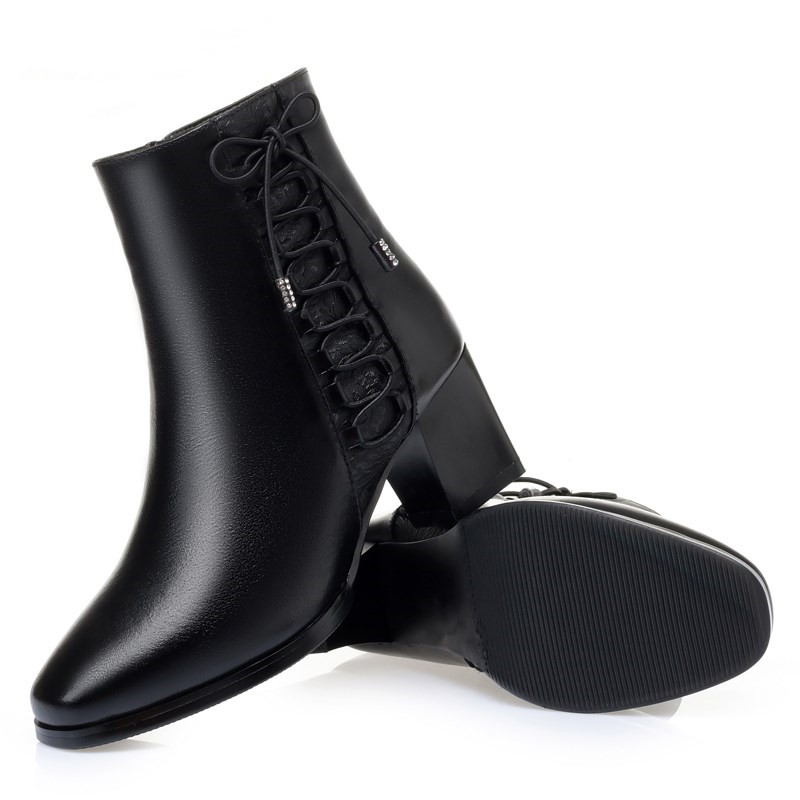 AIYUQI Women Short Boots Genuine Leather Wool 2024 New Wool Warm Women Winter Boots Mid Heel Women Fashion Boots Shoes