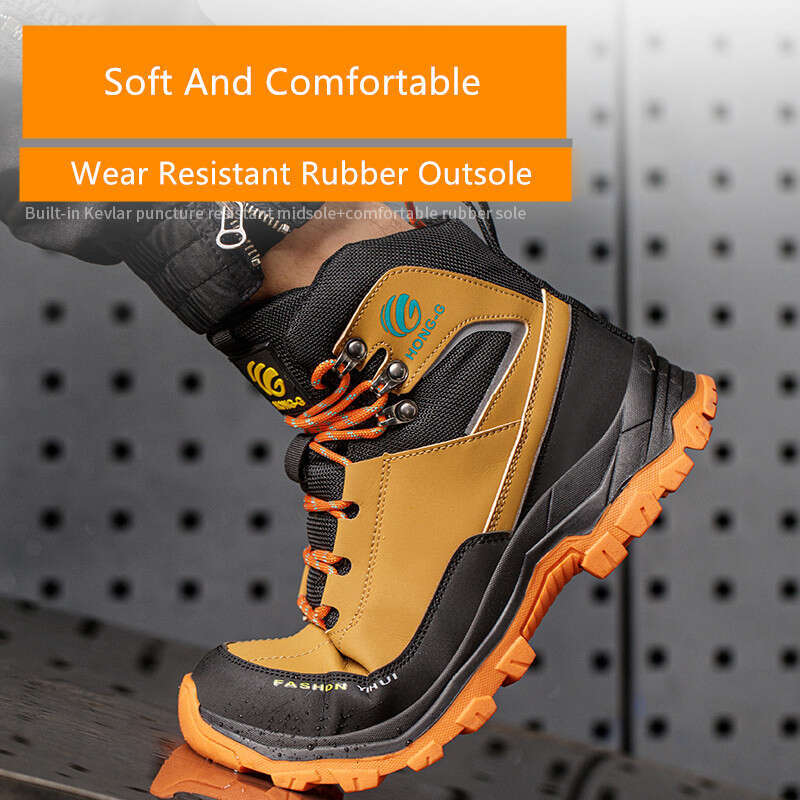 Man Waterproof Safety Sneakers High Top Boots Anti Puncture Work Steel Toe Working Shoes With Protection 241112