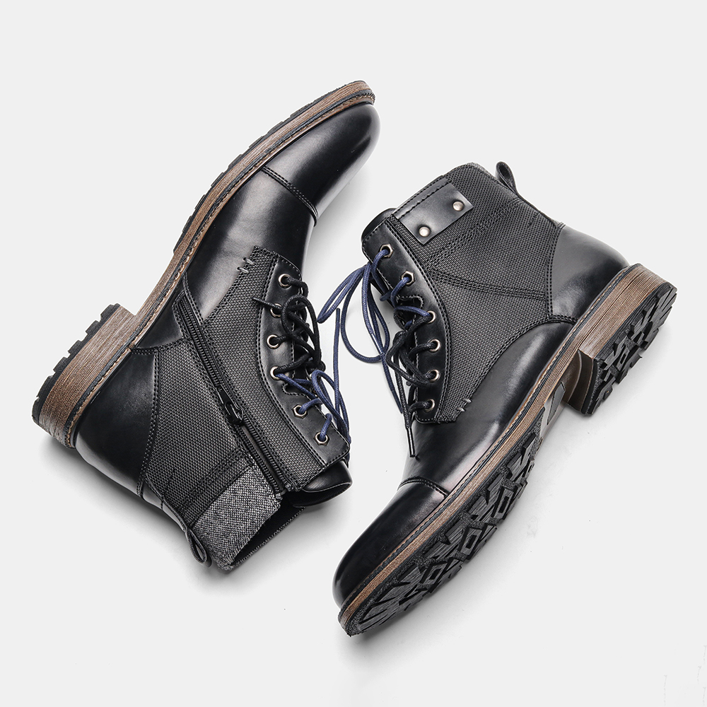 Fashion Double Shoelace Men Boots British Style Fashion Men Ankle Boots With Zipper#AL651