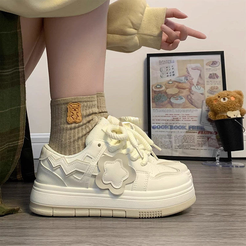 Women's Star Print Chunky Sneakers: Versatile Sports Shoes with Thick Sole e638