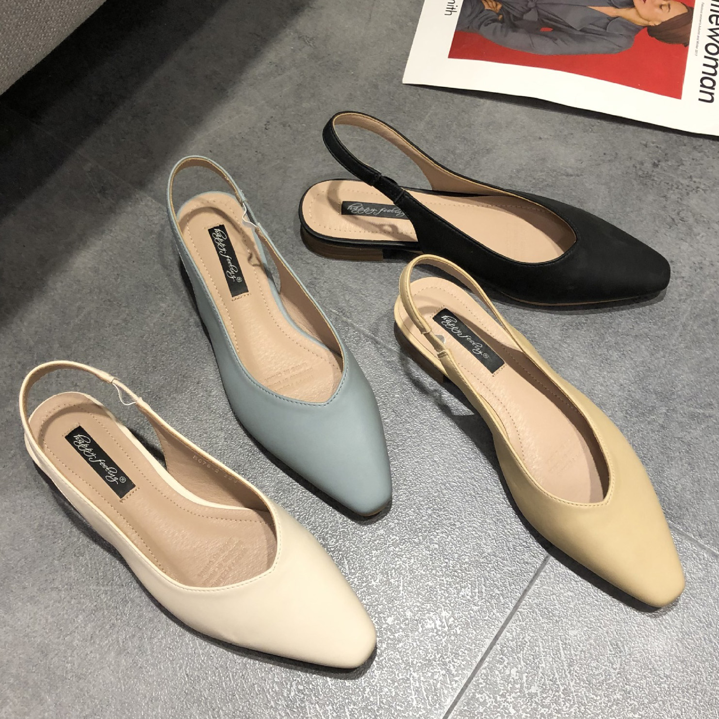 2025 new ladies elegant pointed toe sandals bacg leather band summer shoes soft bottom cutout gladiator sandalias mujer