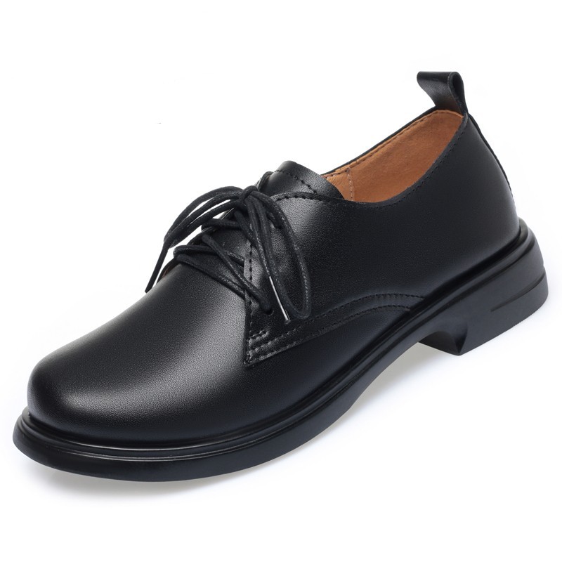2025 NEW Genuine AIYUQI Leather Spring Thick Heel British Style Ladies Round Toe Lace up Work Shoes For Women ca