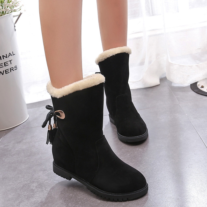 Ankle For Snow Female Round Toe Winter Women Suede Mid-Calf Boots Botas Feminina sdc45 cced