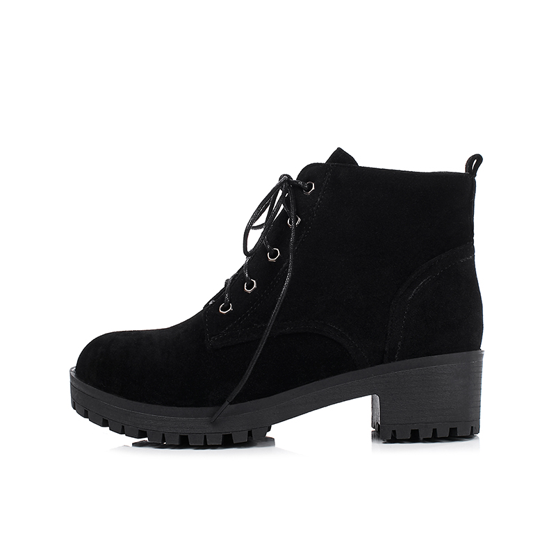 Large 2021 Size 34-43 Square Heels Women Shoes Woman Bottine Leisure Boots Black Platform Footwear jiko 3224