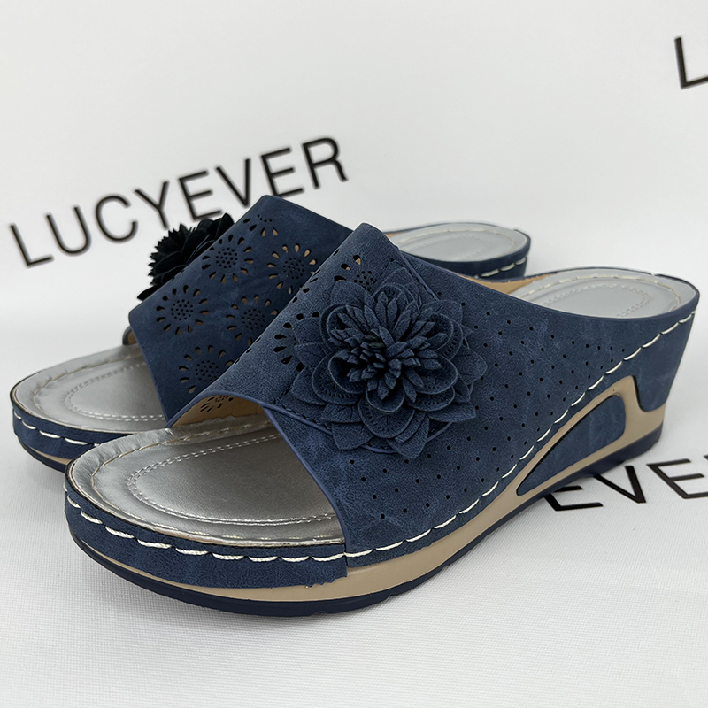 Wer Lucyever Platform Wedges Heels Slippers Women New Quality Hollow Out Thick Sole Sandals Woman Summer 2022 Plus Size Casual Shoes 43 08B2