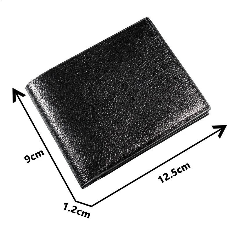 Mens Wallet Genuine Leather Men Wallets Premium Product Real Cowhide for Man Short Black Walet Portefeuille Homme 240902