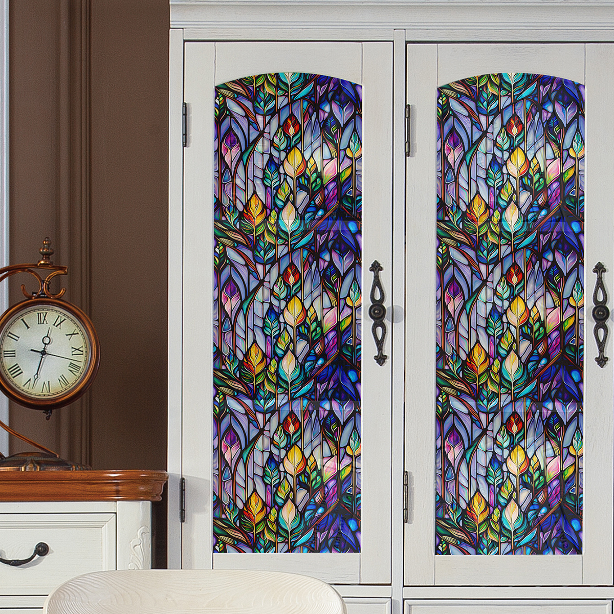 Floral Retro Design Patterned Frosted Glass Panel - Perfect for DIY Interior Decorations