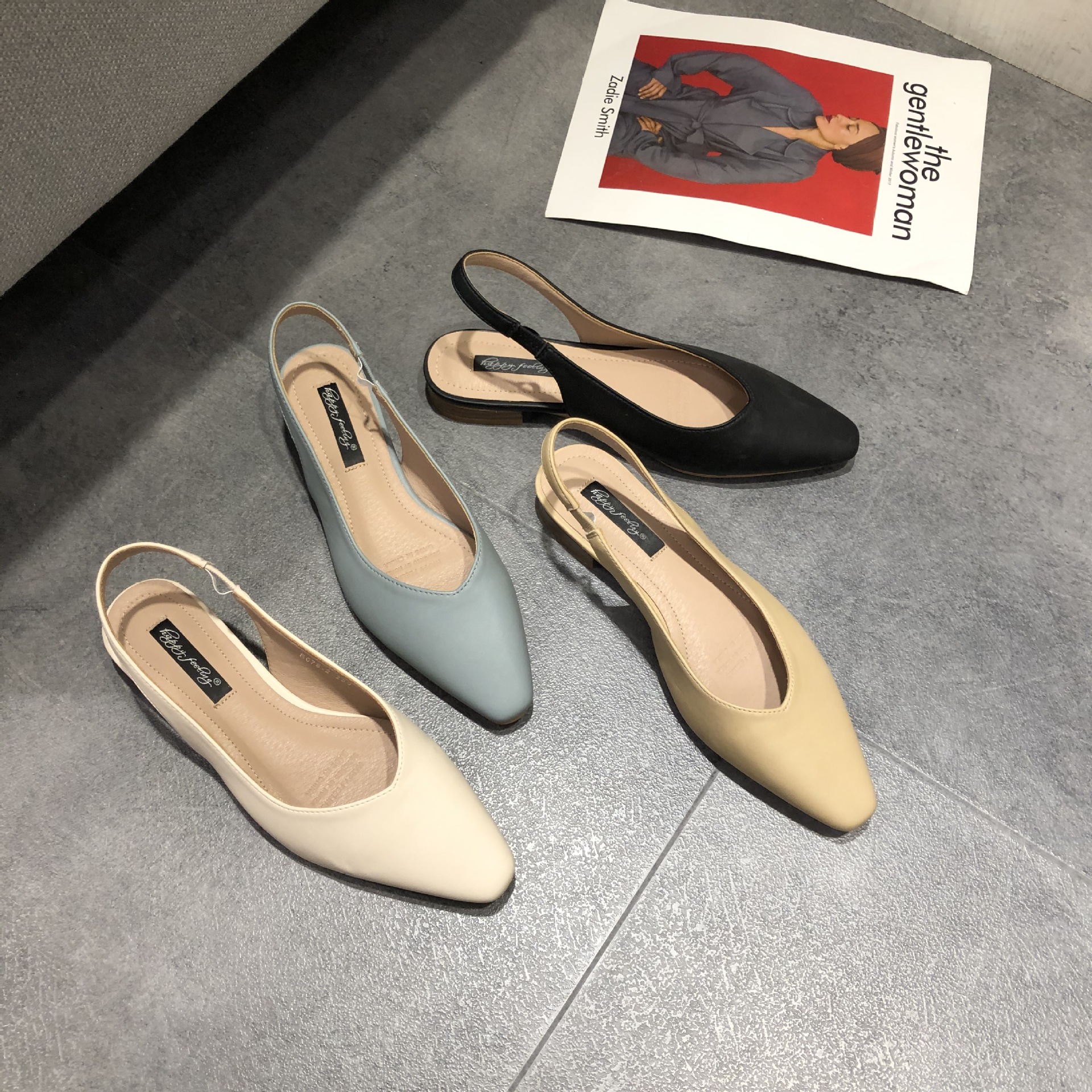 2025 new ladies elegant pointed toe sandals bacg leather band summer shoes soft bottom cutout gladiator sandalias mujer