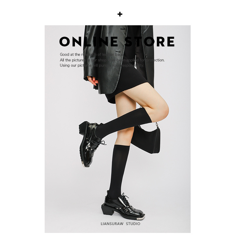 Decoration Flat Styles Metal e1b5c Casual square toe Shoes Leather Black Platform Sneakers for Women Punk Loafers