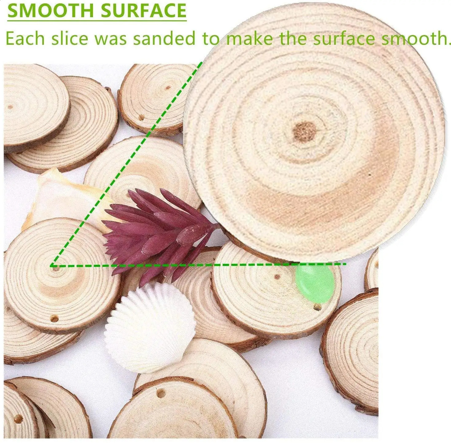 50pcs Natural Wood Slices Round Circle Tree Bark Log 2-7cm Wooden Circles for DIY Crafts Wedding Decorations Christmas Ornaments 240902