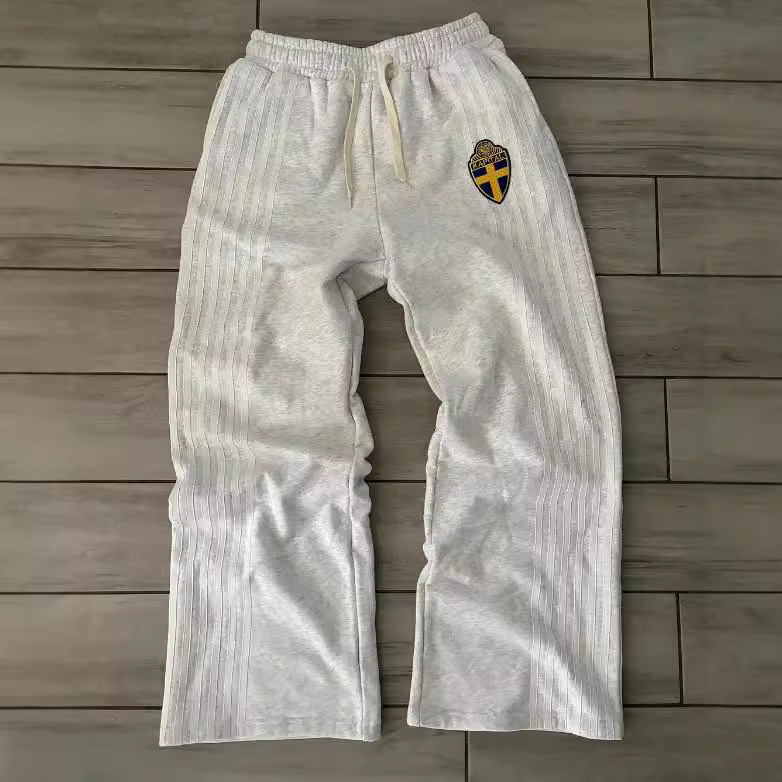 Embroidered Hoodie Set American Style Casual Athletic Sweatpants Loose Gray Open-Front Cardigan Trendy Men's Tracksuits