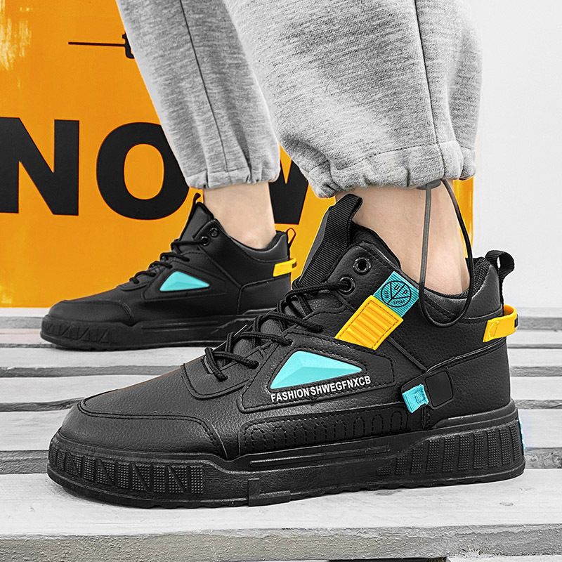 Men Fashion Designer High Top Lace Up Leather Mens Shoes Autumn Winter New Trendy Platform Male Sneakers Skateboard 9c6b s
