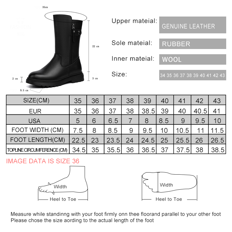 AIYUQI Women Boots Large Size Non-Slip Genuine Leather Women Half Boots Natural Wool Winter MomWomen Half Boots