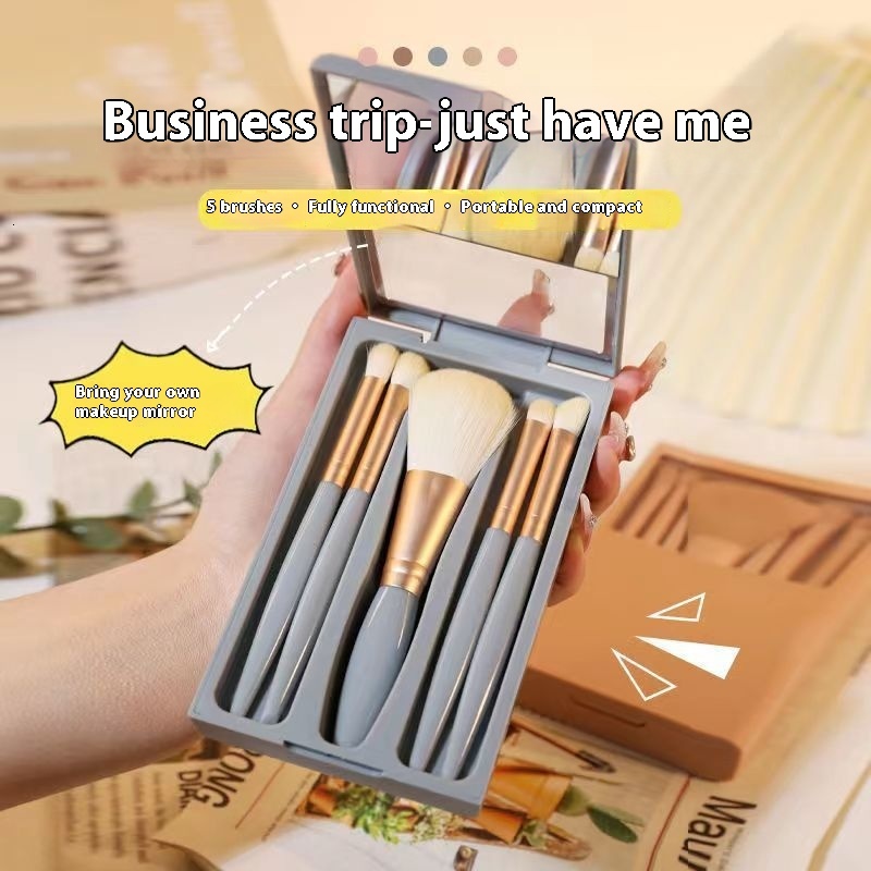 New travel portable makeup cover with mirror soft hair powder brush eye shadow Brush beauty tools