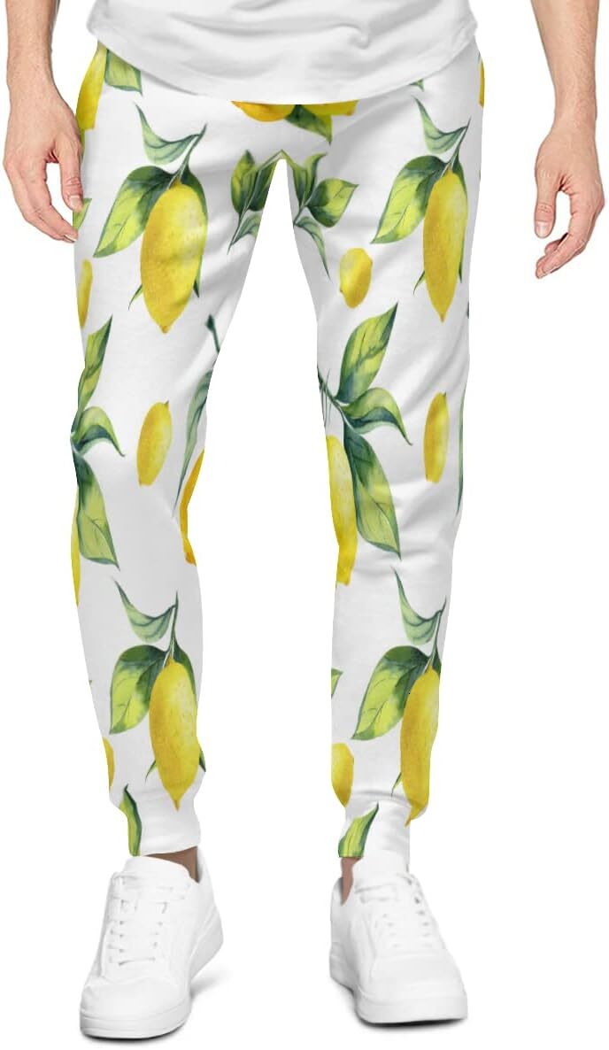 Sweatpants Mens Lemon Leaves 3D printed patterned pants Sweatpants Loose Joggers Pants with Pockets Lightweight Yoga Pants for Workout Gym Running Men