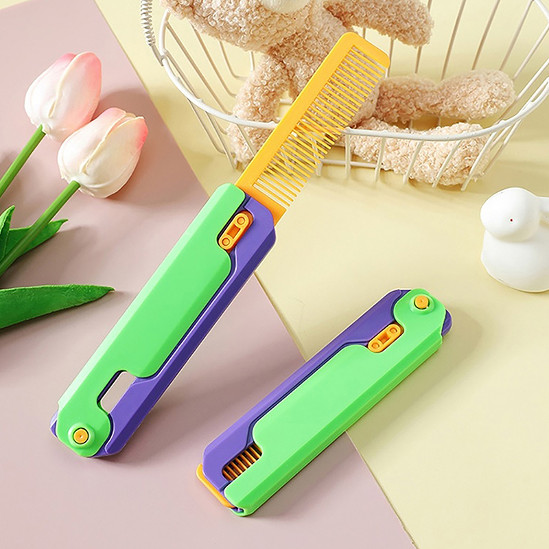 3D Printing Gravity Comb Small Radish Knife Folding Shrink Comb Pet Dog Comb Mini Model Pendant Push Card Decompression Toy