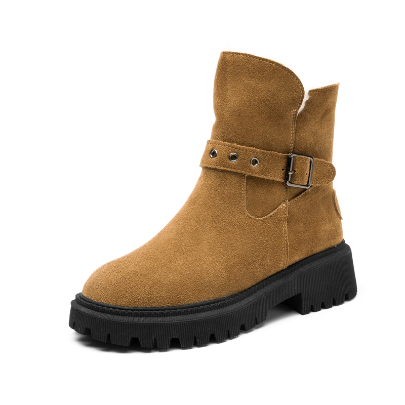 AIYUQI Women's Snow Boots Suede Genuinen Leather New Large Size Thick Warm Women Winter Boots Casual Women's Ankle Boots
