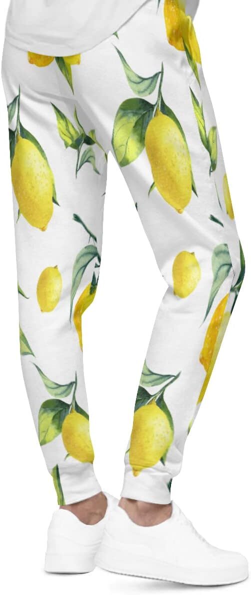 Sweatpants Mens Lemon Leaves 3D printed patterned pants Sweatpants Loose Joggers Pants with Pockets Lightweight Yoga Pants for Workout Gym Running Men