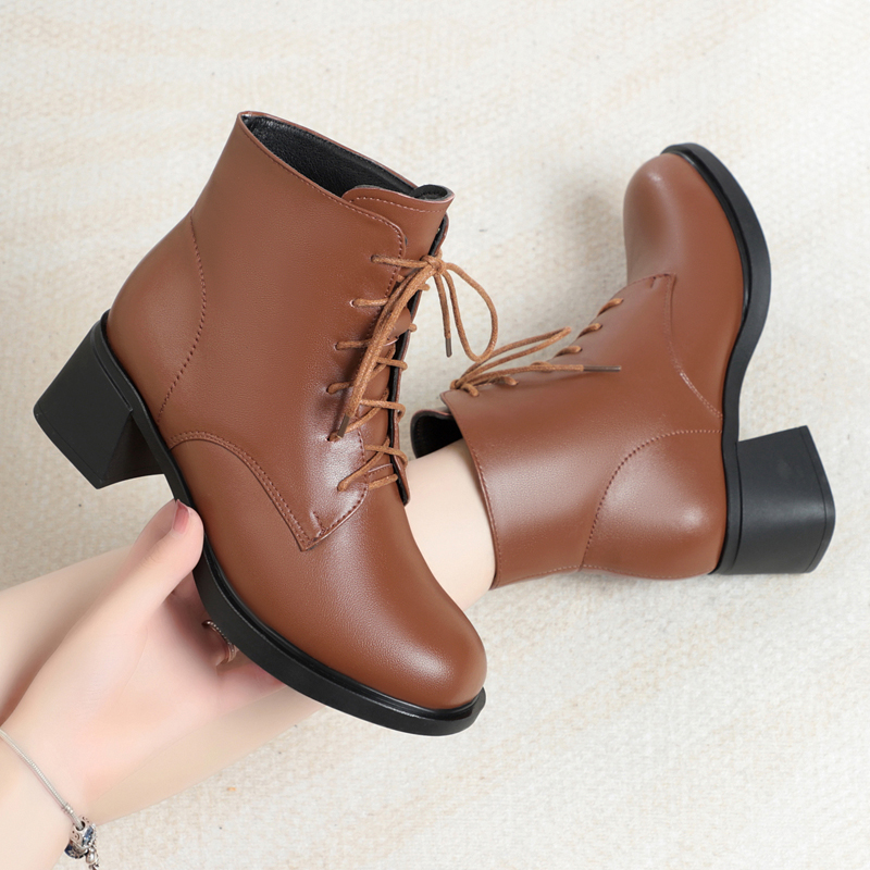 AIYUQI Women's Boots British Style 2024 New Natural Wool Warm Women Winter Boots Non-slip Genuine Leather Ladies Ankle Boots