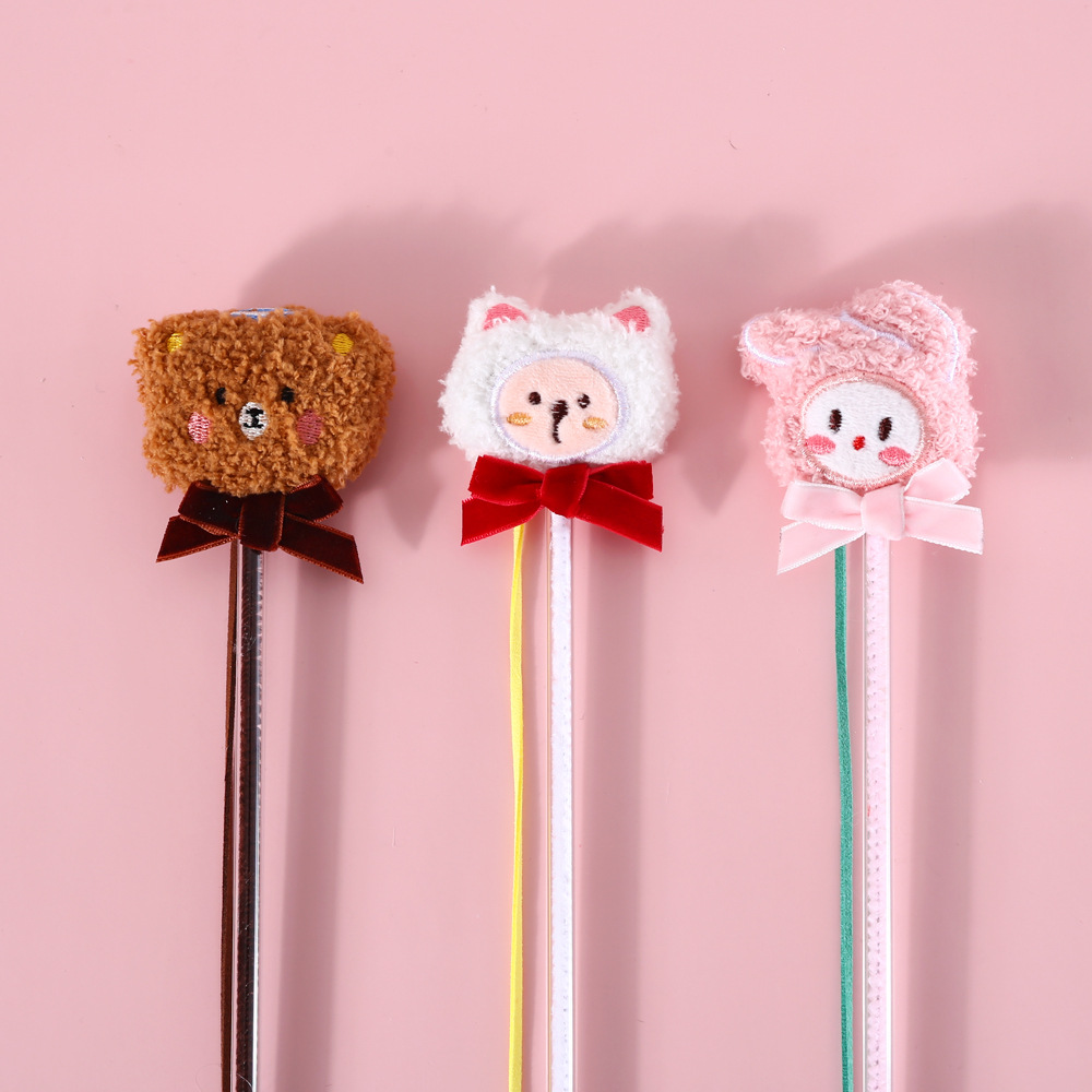 Cat Cartoon Plush Toys with Bell Funny Cat Stick Sun Flower Bean Sprout Pet Interactive Toy Cat Accessories Pet Kitten Toys