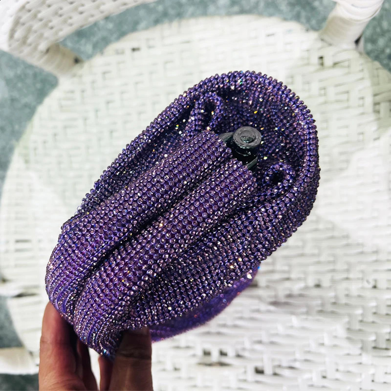 DHXJ Shell Clip Rhinestones Handbag For Women Purse Shiny Handmade Dia Shoulder Crossbody Evening Bag 240902