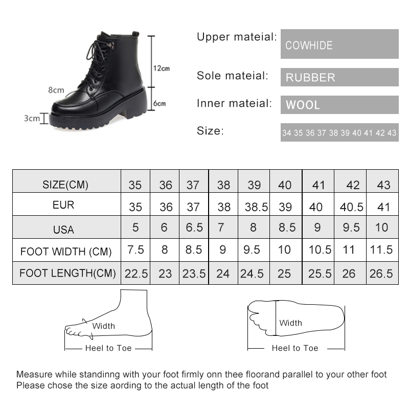 Women's Winter Shoes Boots High-heel Platform 2024 New Genuine Leather Women's Ankle Boots Wool Large Size Marton Boots Women